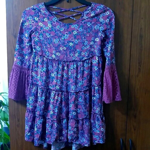 Art Class floral boho peasant dress size kids medium (7/8) - Picture 1 of 4
